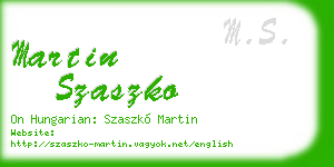 martin szaszko business card