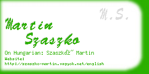 martin szaszko business card